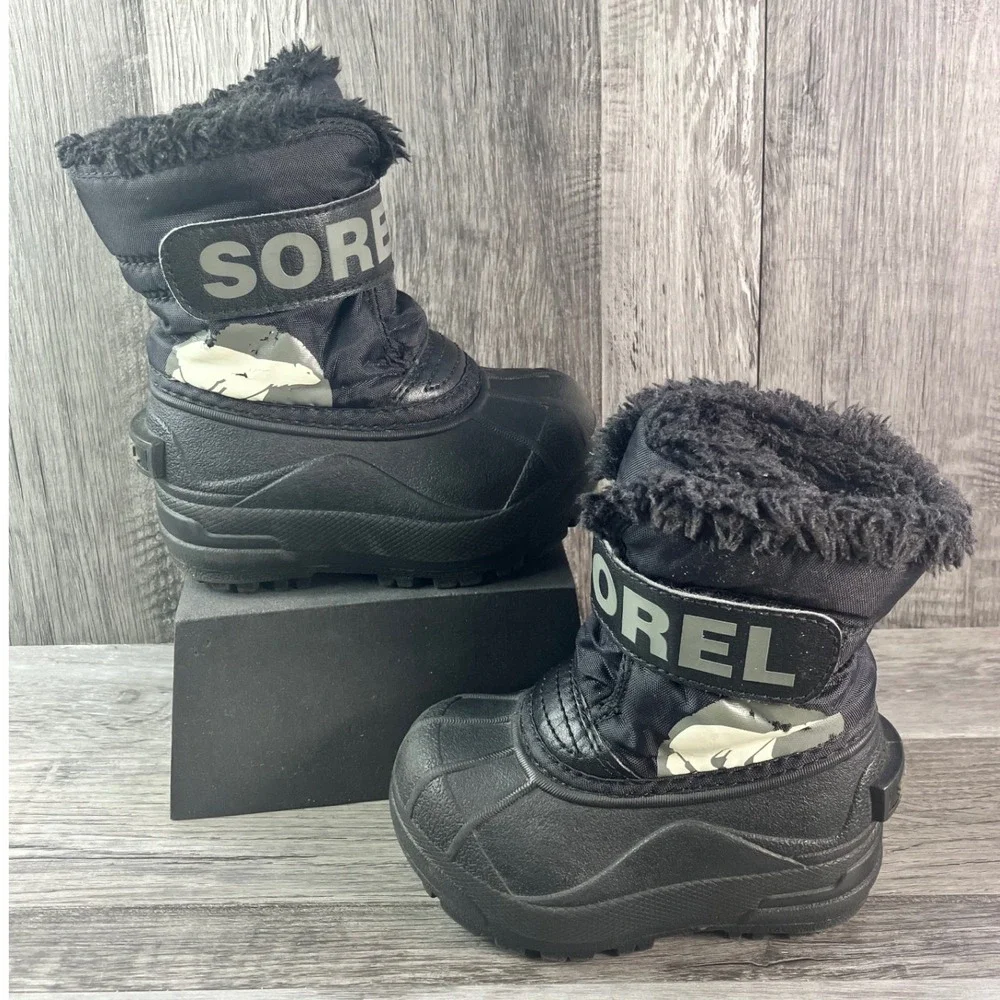 Sorel Toddler Snow Commander Black Waterproof Winter Boots NV1877-010 Size 6
